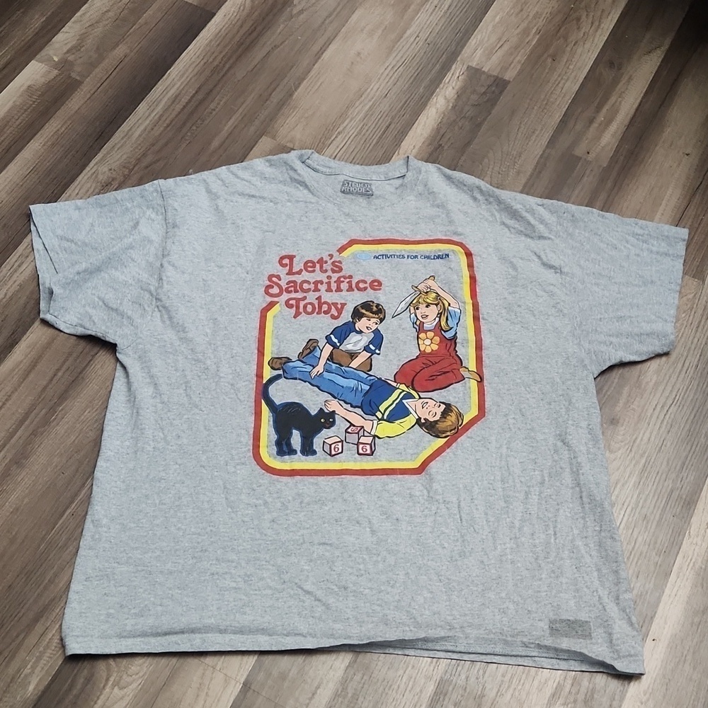 Steven Rhodes T-Shirt "Let's Sacrifice Toby" Grey Size 2X Graphic Tee Un…